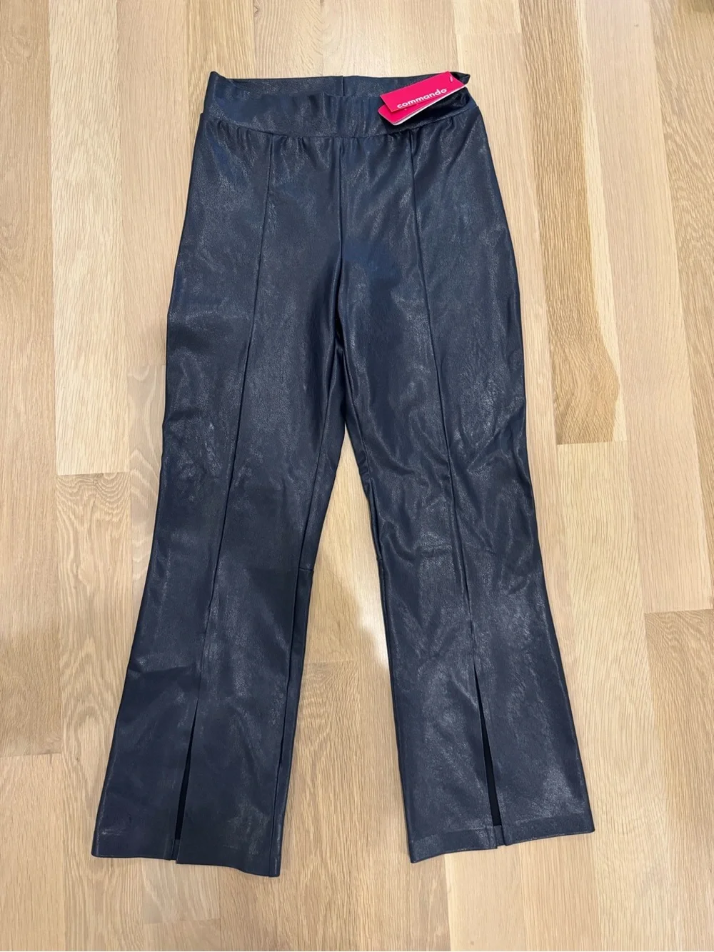 Commando Black Faux Leather Split-Hem Pants